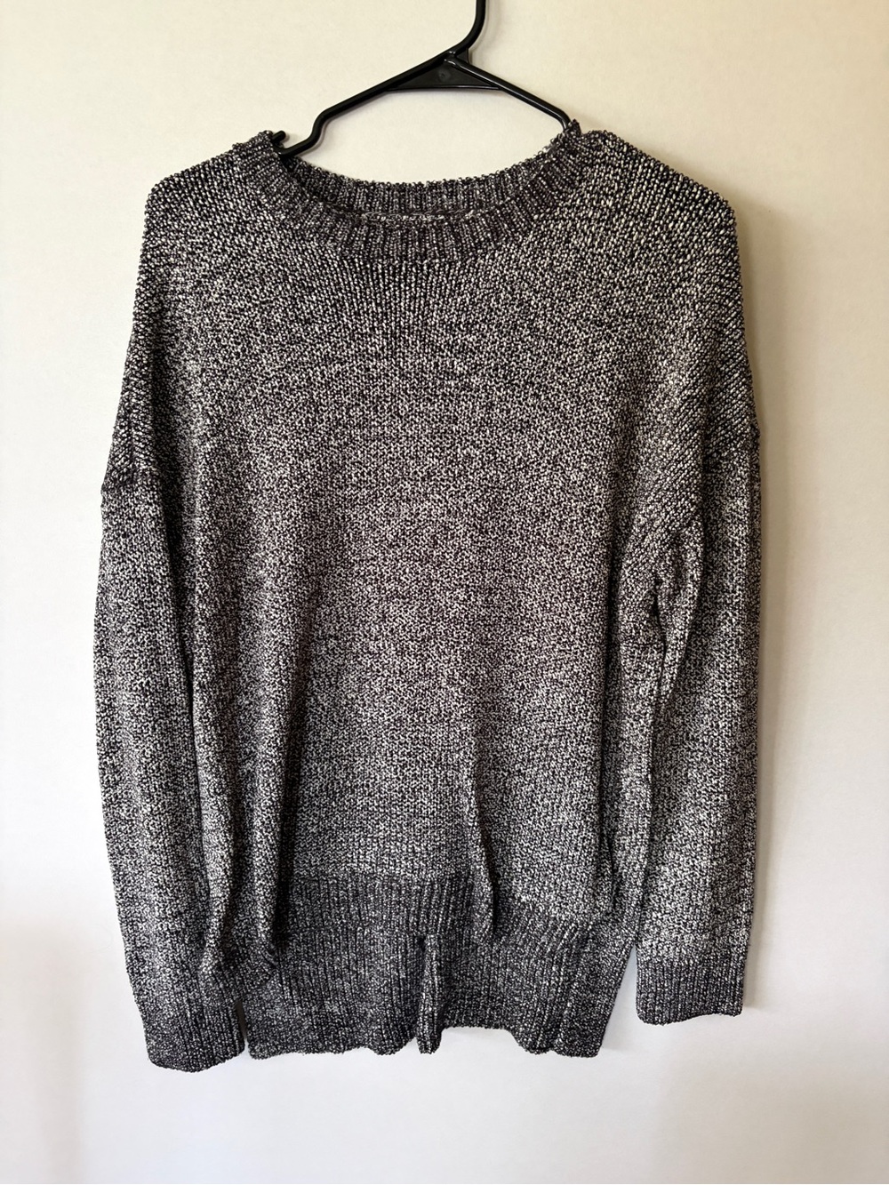 Lou & Grey Men's Black & White Marled Crew Sweater